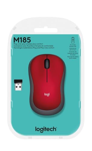 Logitech M185 Wireless Mouse, 2.4GHz with USB Mini Receiver, 12-Month Battery Life, 1000 DPI Optical Tracking, Ambidextrous PC/Mac/Laptop - Swift Gray