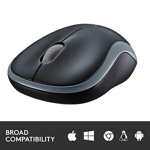 Logitech M185 Wireless Mouse, 2.4GHz with USB Mini Receiver, 12-Month Battery Life, 1000 DPI Optical Tracking, Ambidextrous PC/Mac/Laptop - Swift Gray