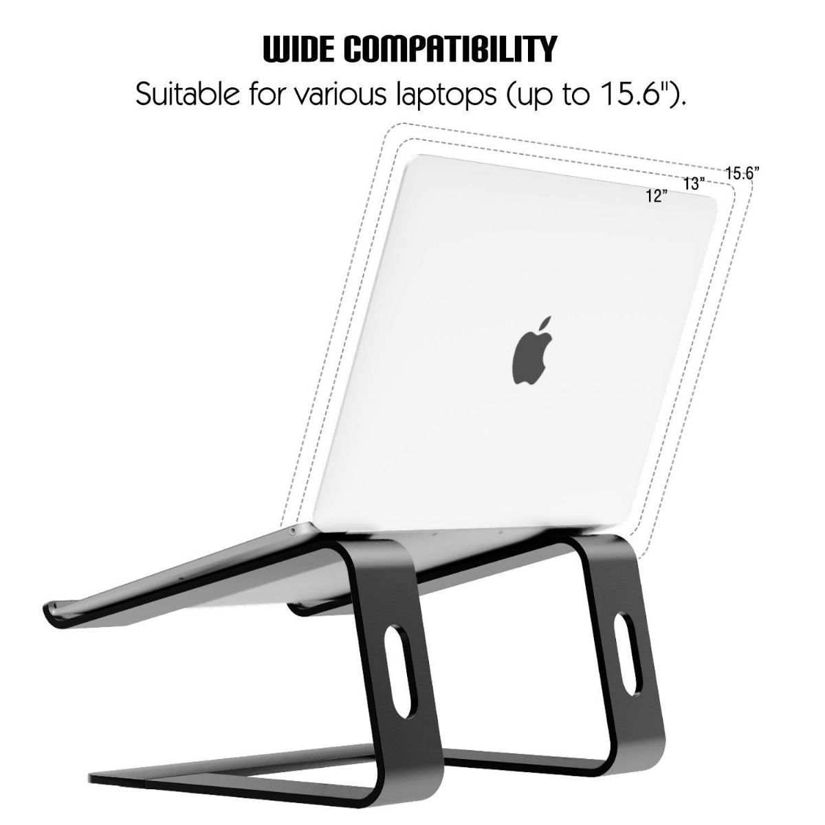 Laptop Stand for Desk - Sturdy Aluminum Computer Stand, Compact Laptop Riser for Desk, Detachable Laptop Holder - Portable Laptop Stand Compatible with 10 to 15.6 in Notebook Computer, Silver