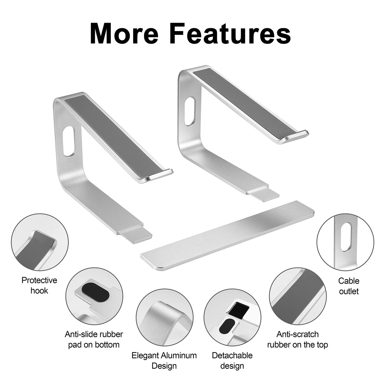 Laptop Stand for Desk - Sturdy Aluminum Computer Stand, Compact Laptop Riser for Desk, Detachable Laptop Holder - Portable Laptop Stand Compatible with 10 to 15.6 in Notebook Computer, Silver