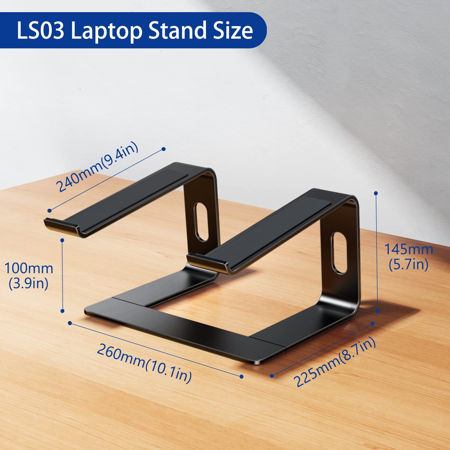 BESIGN LS03 Aluminum Laptop Stand, Ergonomic Detachable Computer Stand, Riser Holder Notebook Stand Compatible with Air, Pro, Dell, HP, Lenovo More 10-15.6" Laptops, Black